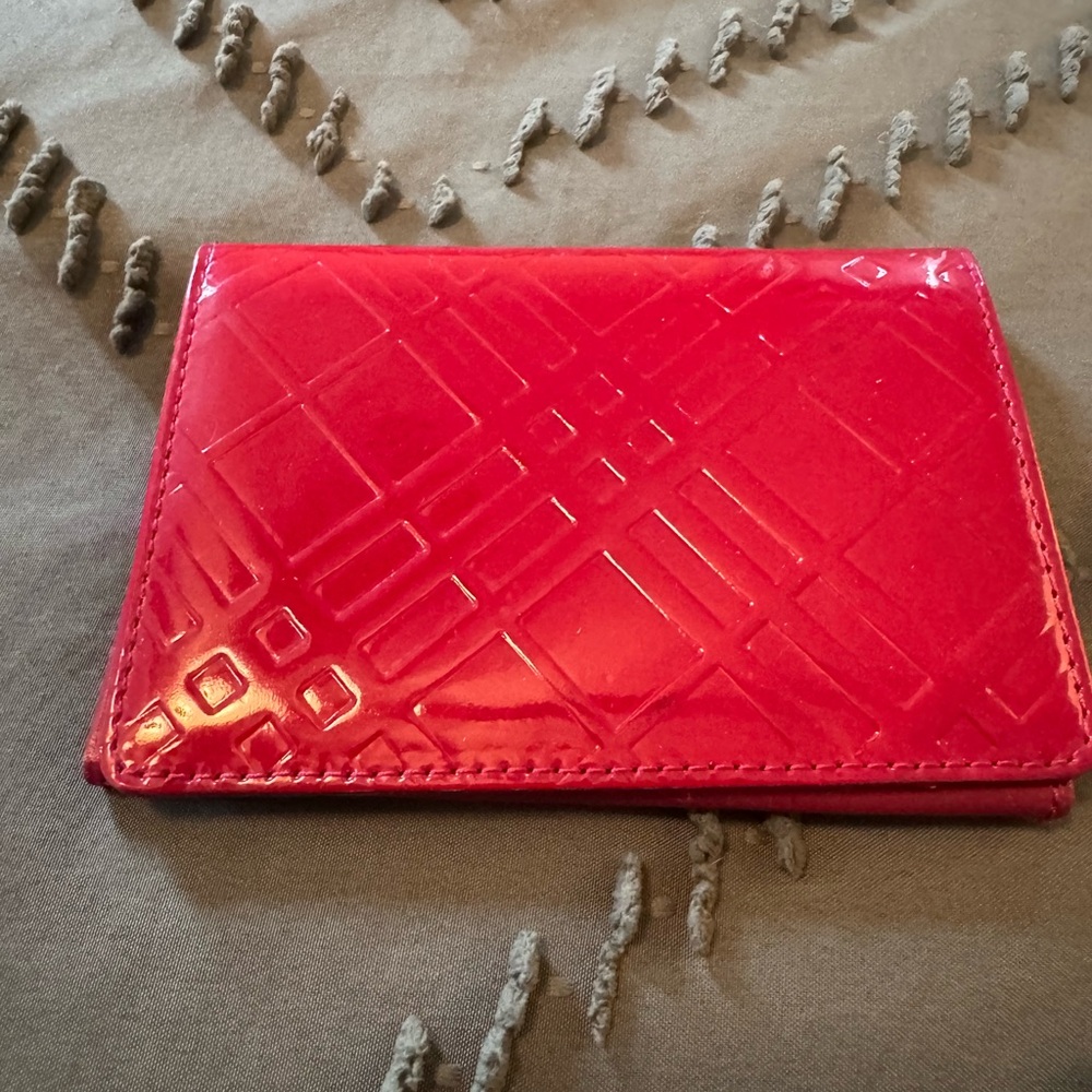 Red Burberry Embossed Card Holder